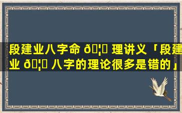 段建业八字命 🦁 理讲义「段建业 🦊 八字的理论很多是错的」